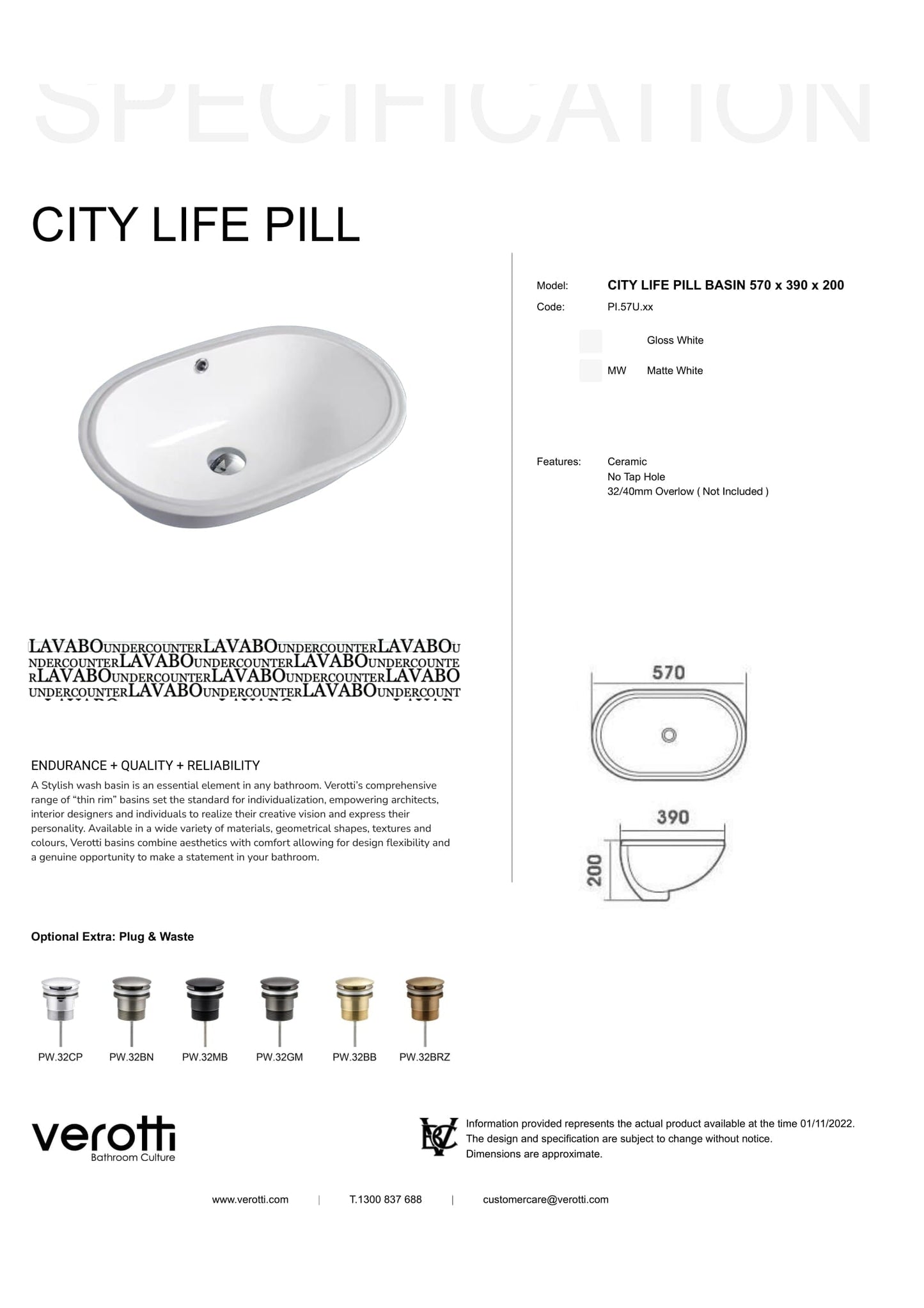 CITY LIFE PILL UNDER COUNTER BASIN (570, 390, 200)