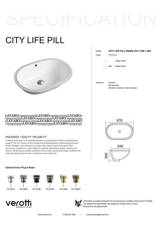 CITY LIFE PILL UNDER COUNTER BASIN (570, 390, 200)