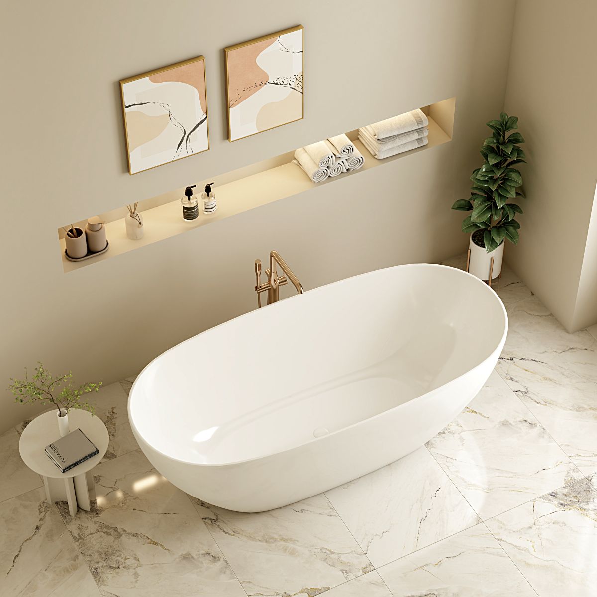 Pilato Freestanding Bathtub - Gloss White & Matt White 1500mm, 1700mm