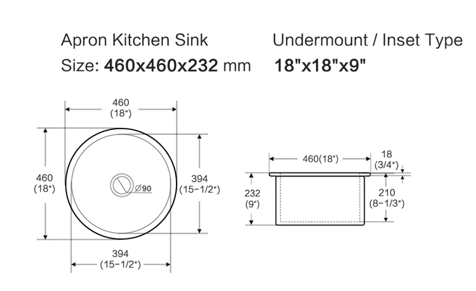 Elba Fine Fireclay Bar Sink - 460mm x 232mm
