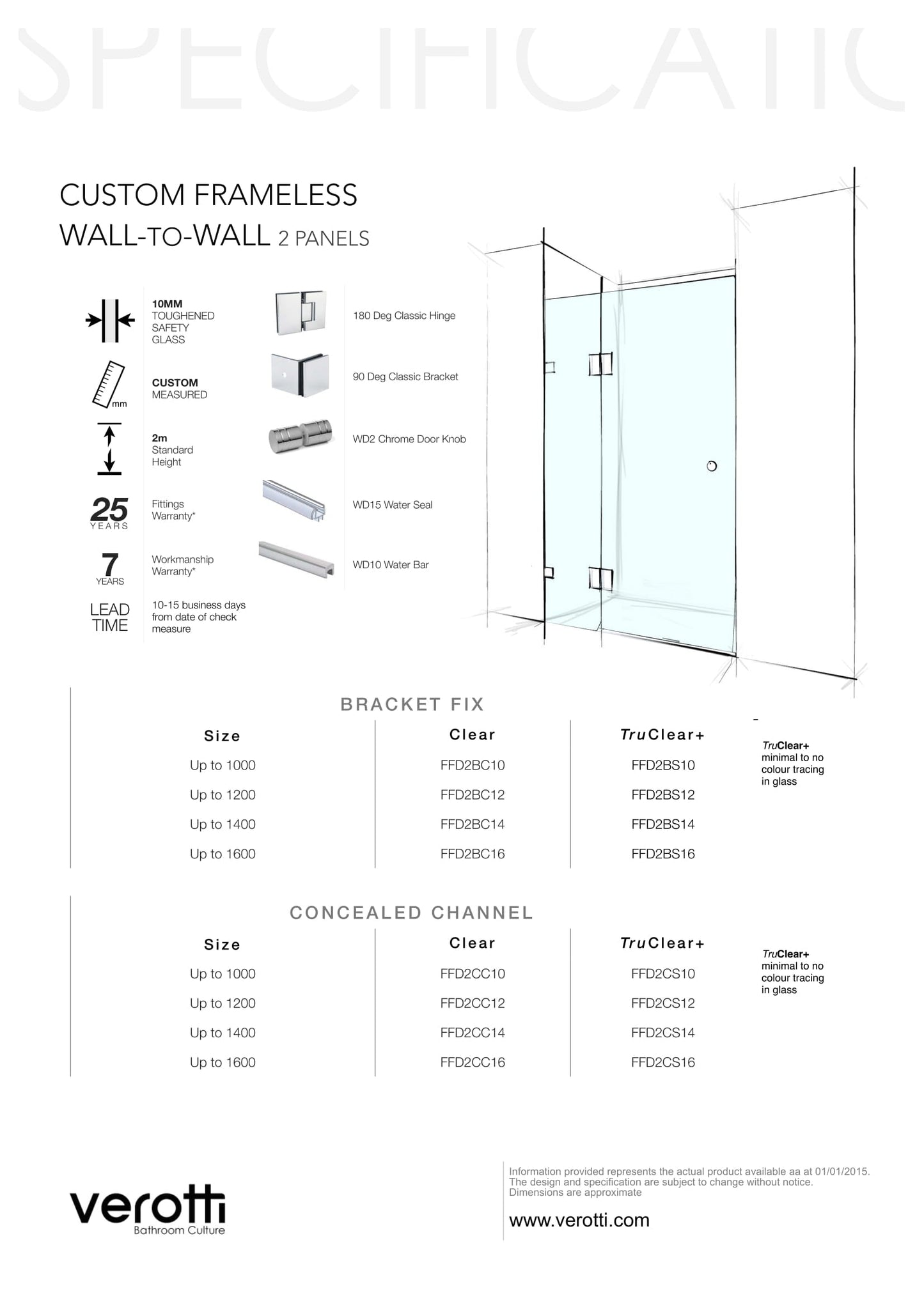 Custom Frameless Wall-To-Wall (2 Panels)