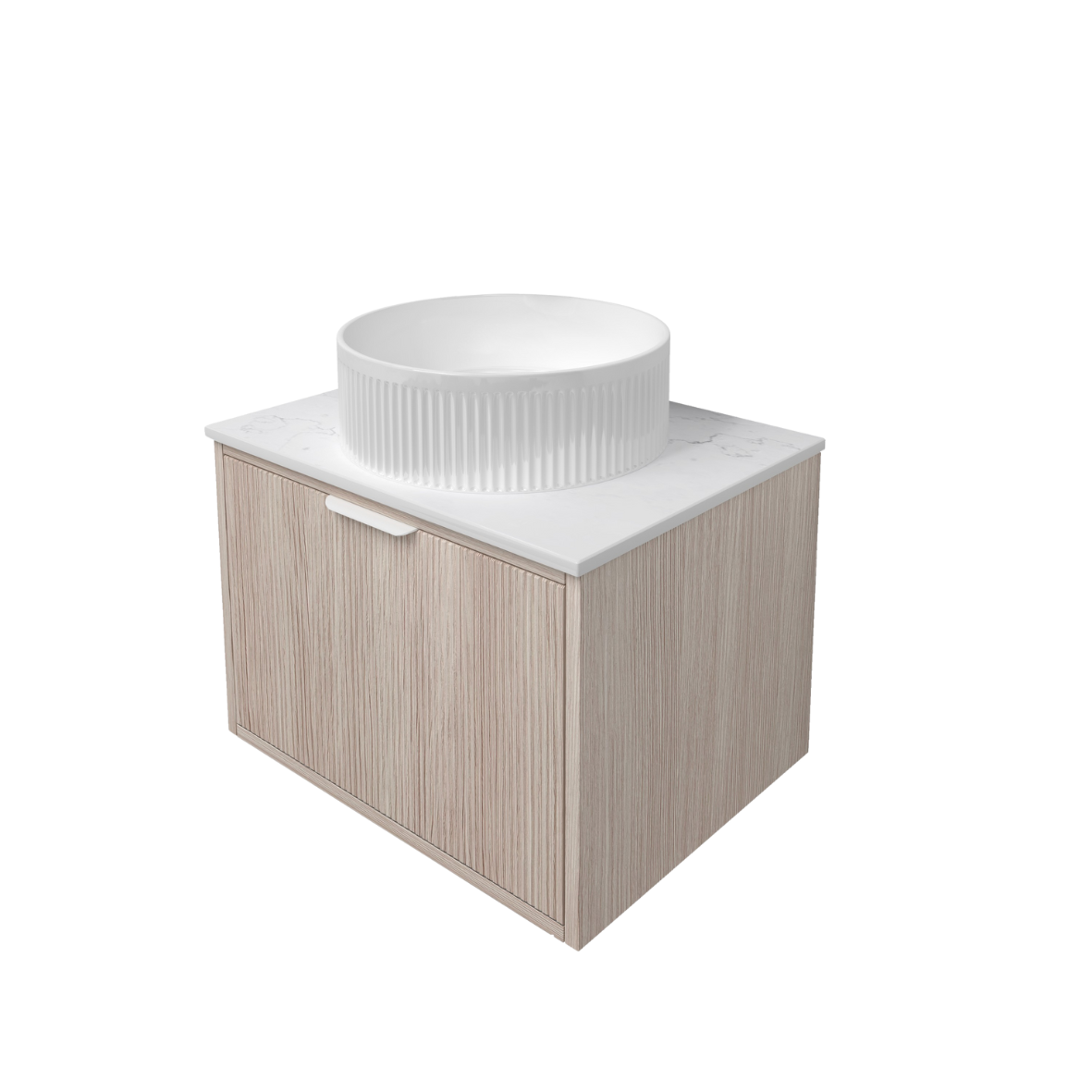Kliff Oat Fluted Wood Grain Vanities 600mm