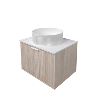 Kliff Oat Fluted Wood Grain Vanities 600mm