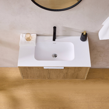 Kliff Oak Fluted Wood Grain Vanities 750mm