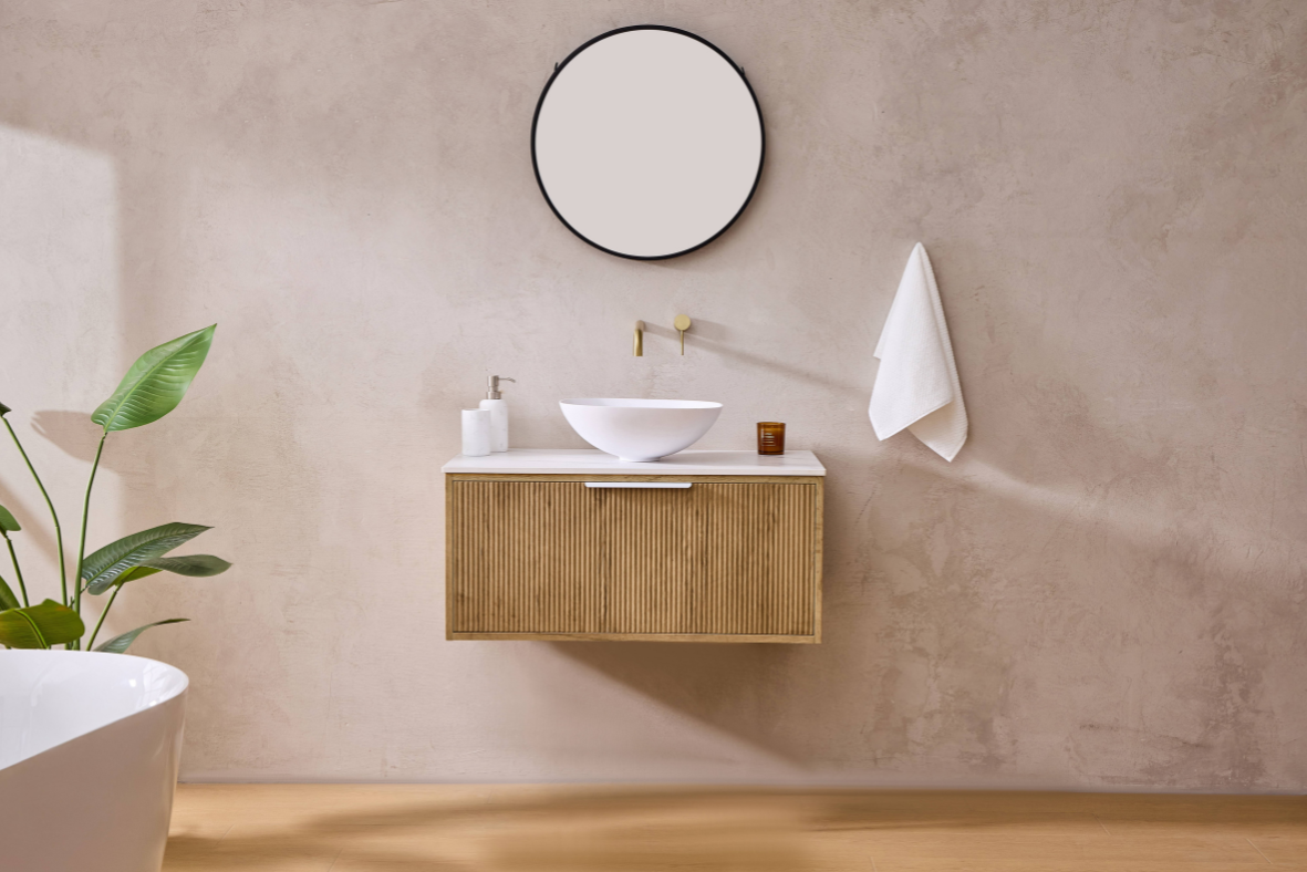 Kliff Oak Fluted Wood Grain Vanities 900mm