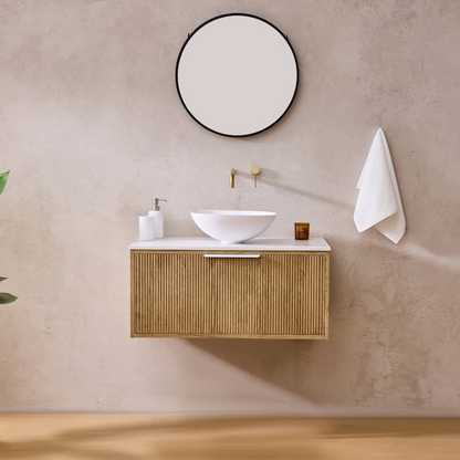 Kliff Oak Fluted Wood Grain Vanities 750mm