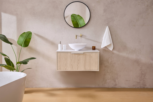 Kliff Oak Fluted Wood Grain Vanities 900mm