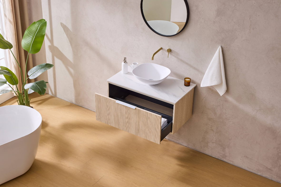 Kliff Oak Fluted Wood Grain Vanities 900mm