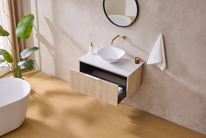 Kliff Oak Fluted Wood Grain Vanities 900mm