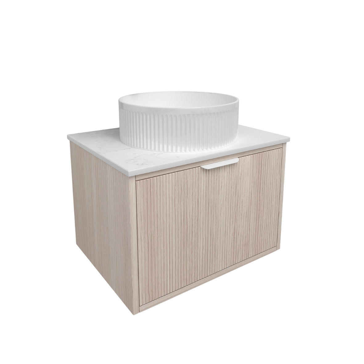 Kliff Oat Fluted Wood Grain Vanities 600mm