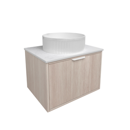 Kliff Oat Fluted Wood Grain Vanities 600mm