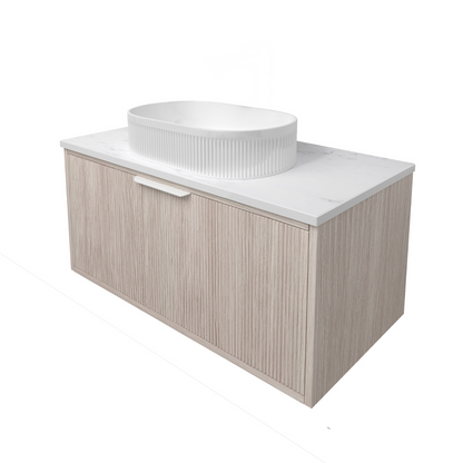 Kliff Oak Fluted Wood Grain Vanities 900mm