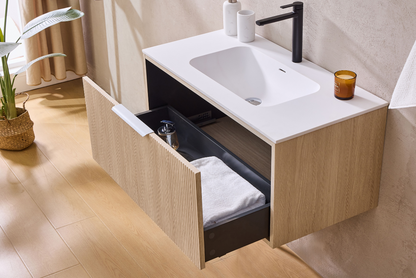 Kliff Oak Fluted Wood Grain Vanities 900mm