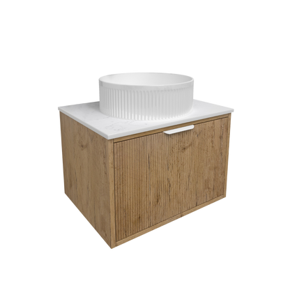 Kliff Oat Fluted Wood Grain Vanities 600mm