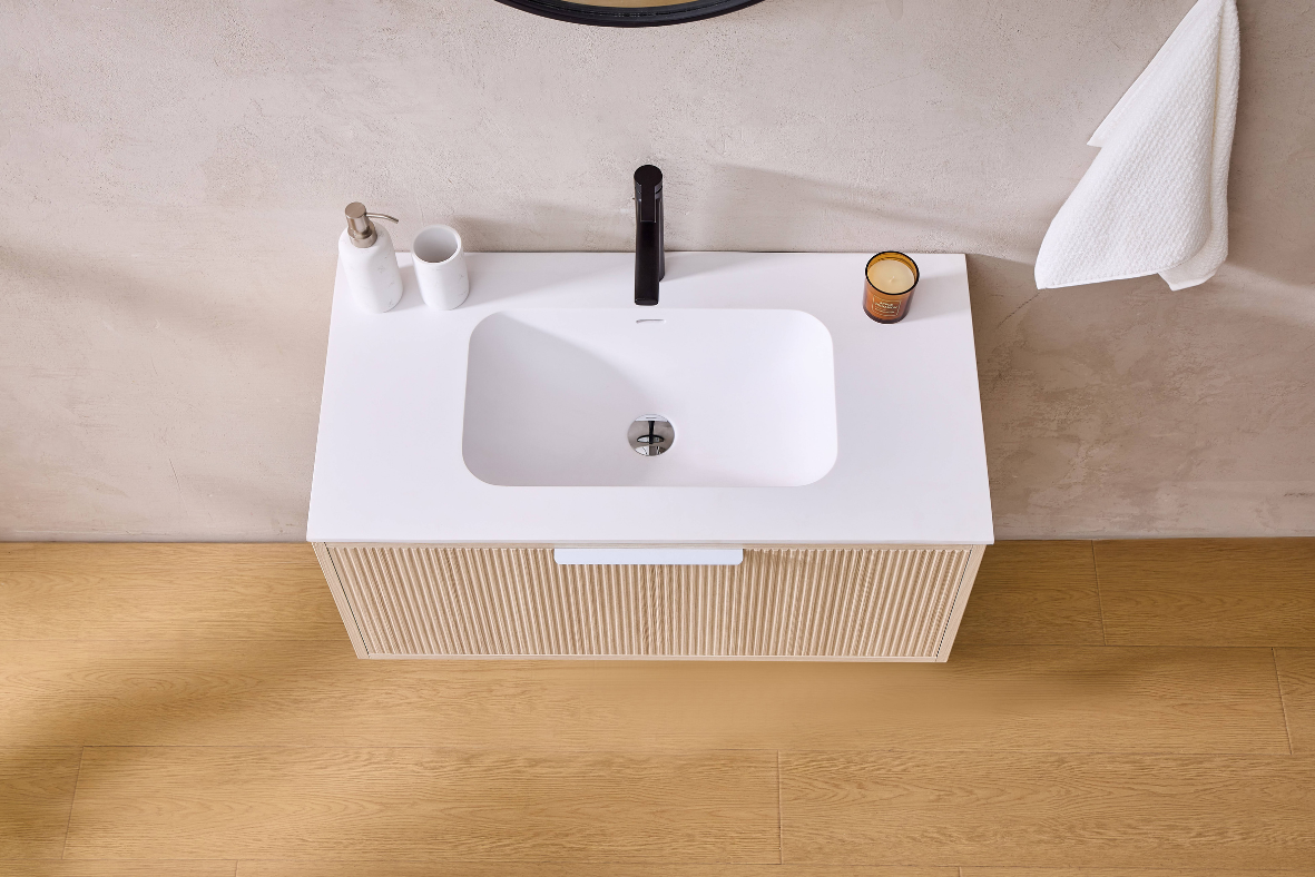 Kliff Oak Fluted Wood Grain Vanities 900mm