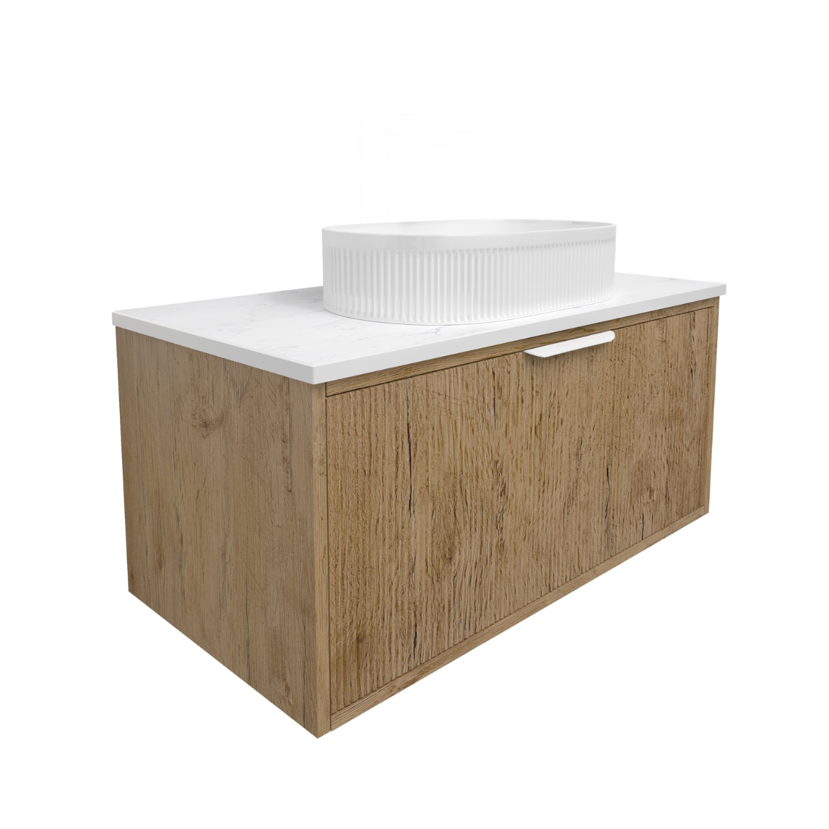 Kliff Oak Fluted Wood Grain Vanities 900mm