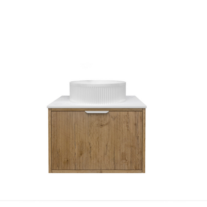 Kliff Oat Fluted Wood Grain Vanities 600mm