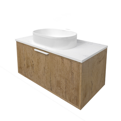 Kliff Oak Fluted Wood Grain Vanities 900mm