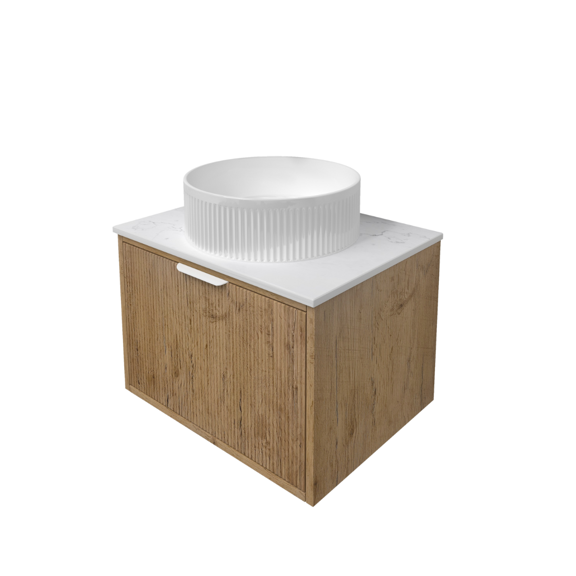 Kliff Oat Fluted Wood Grain Vanities 600mm