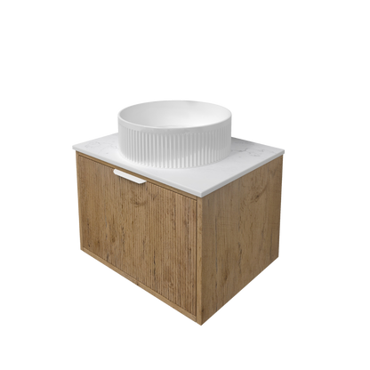 Kliff Oat Fluted Wood Grain Vanities 600mm