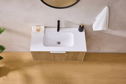 Kliff Oak Fluted Wood Grain Vanities 900mm