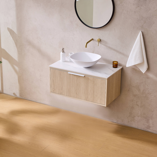 Kliff Oak Fluted Wood Grain Vanities 750mm
