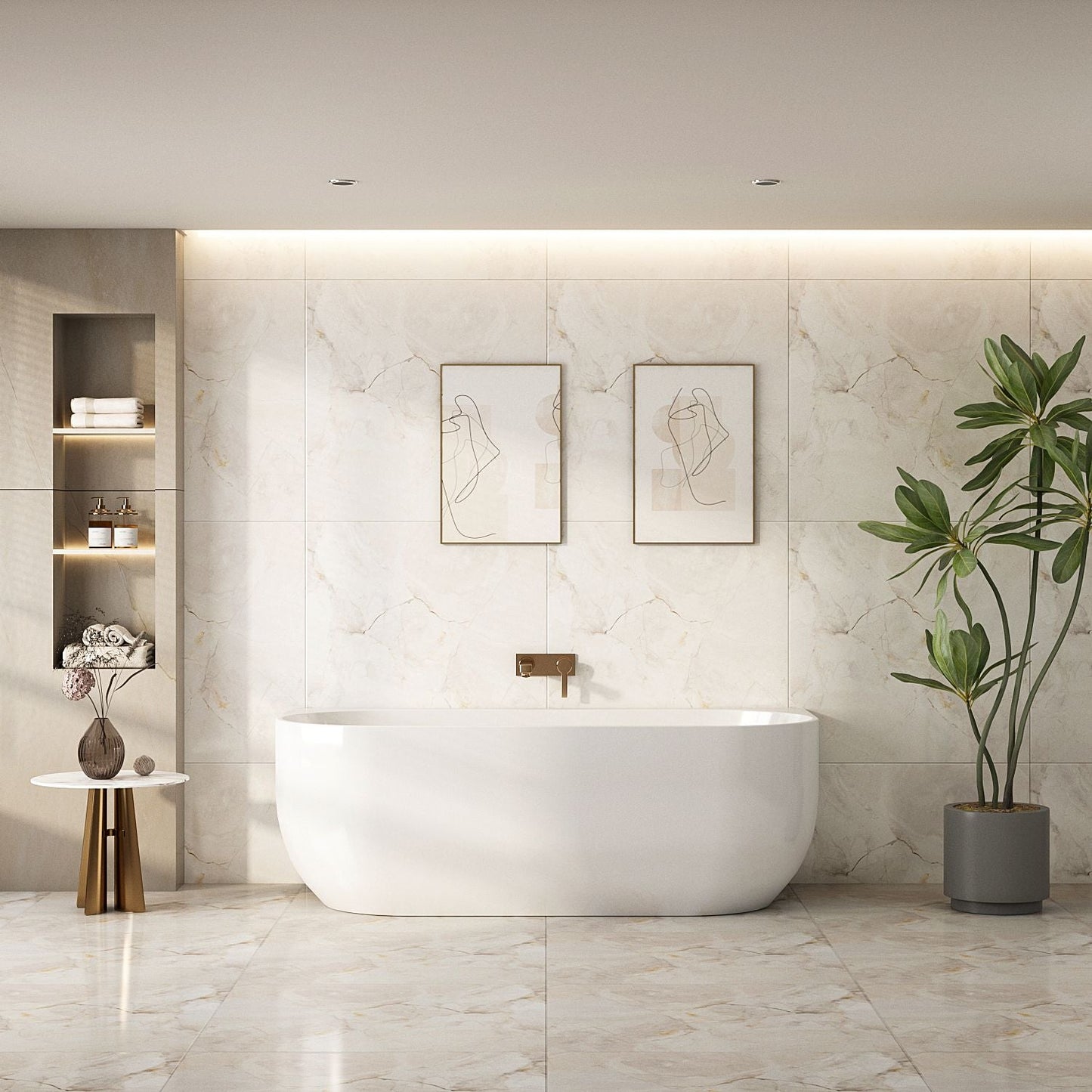 Anna Back-To-Wall Bathtub – Gloss White 1500mm, 1700mm