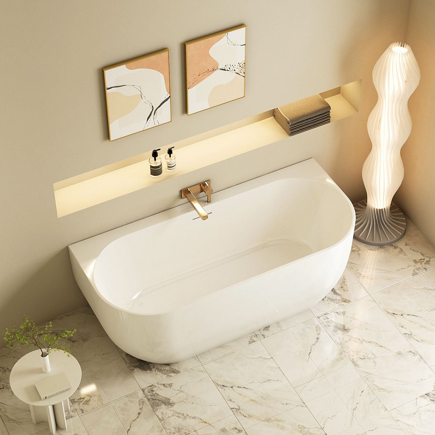 Anna Back-To-Wall Bathtub – Gloss White 1500mm, 1700mm