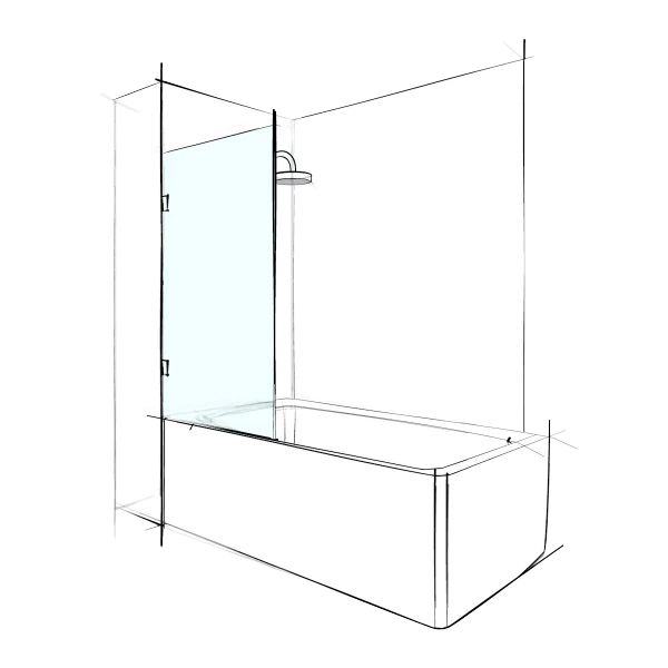 Custom Frameless Bathscreen Fixed Panel
