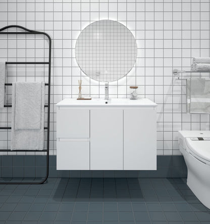 BIANCA 900mm MDF Wall-Hung Vanity (LHD)