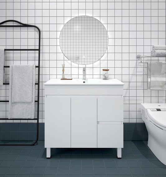 BIANCA 900mm PVC Slim Freestanding Vanity (RHD)