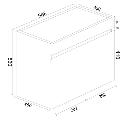 BIANCA 600mm PVC Wall-Hung Vanity