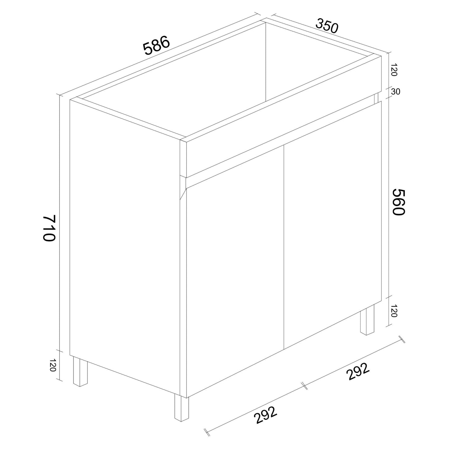 BIANCA 600mm PVC Slim Freestanding Vanity