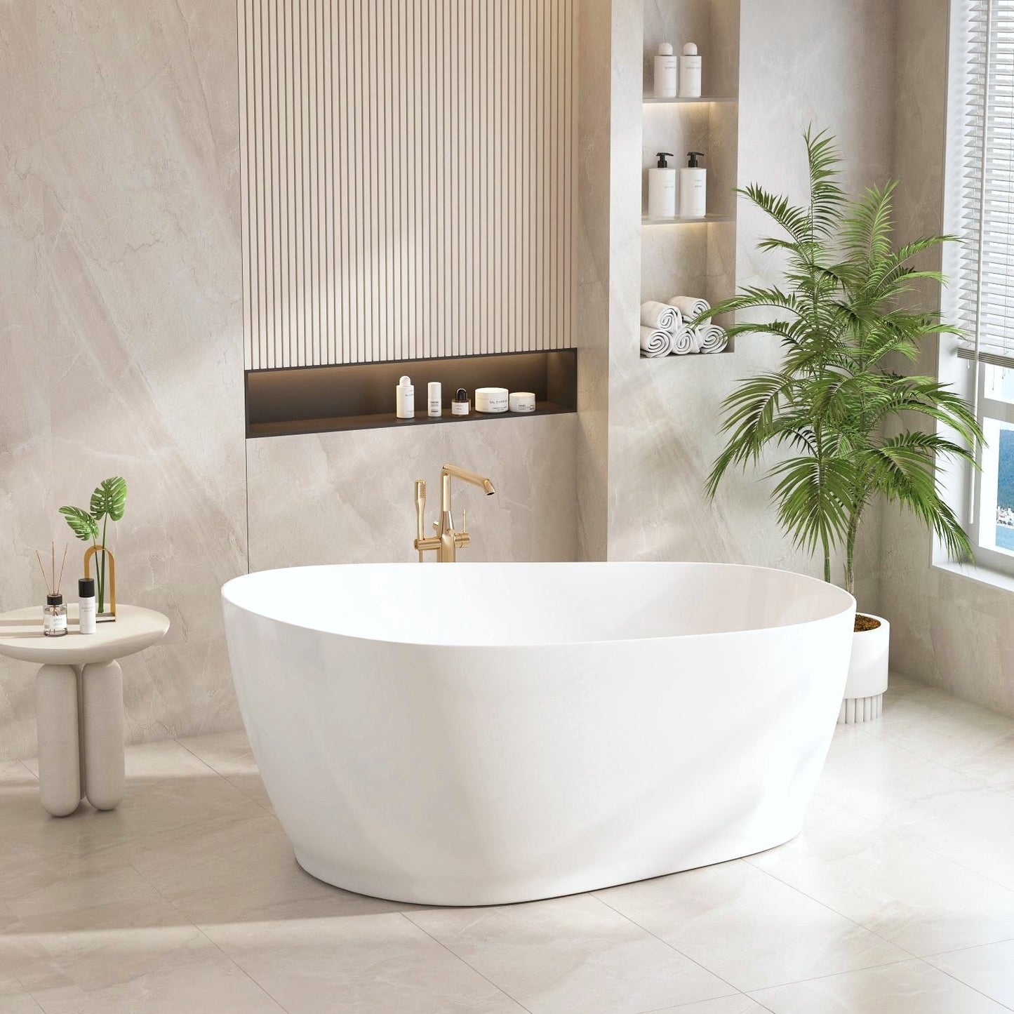 Cannes Freestanding Bathtub - Matt White 1500mm x 590mm