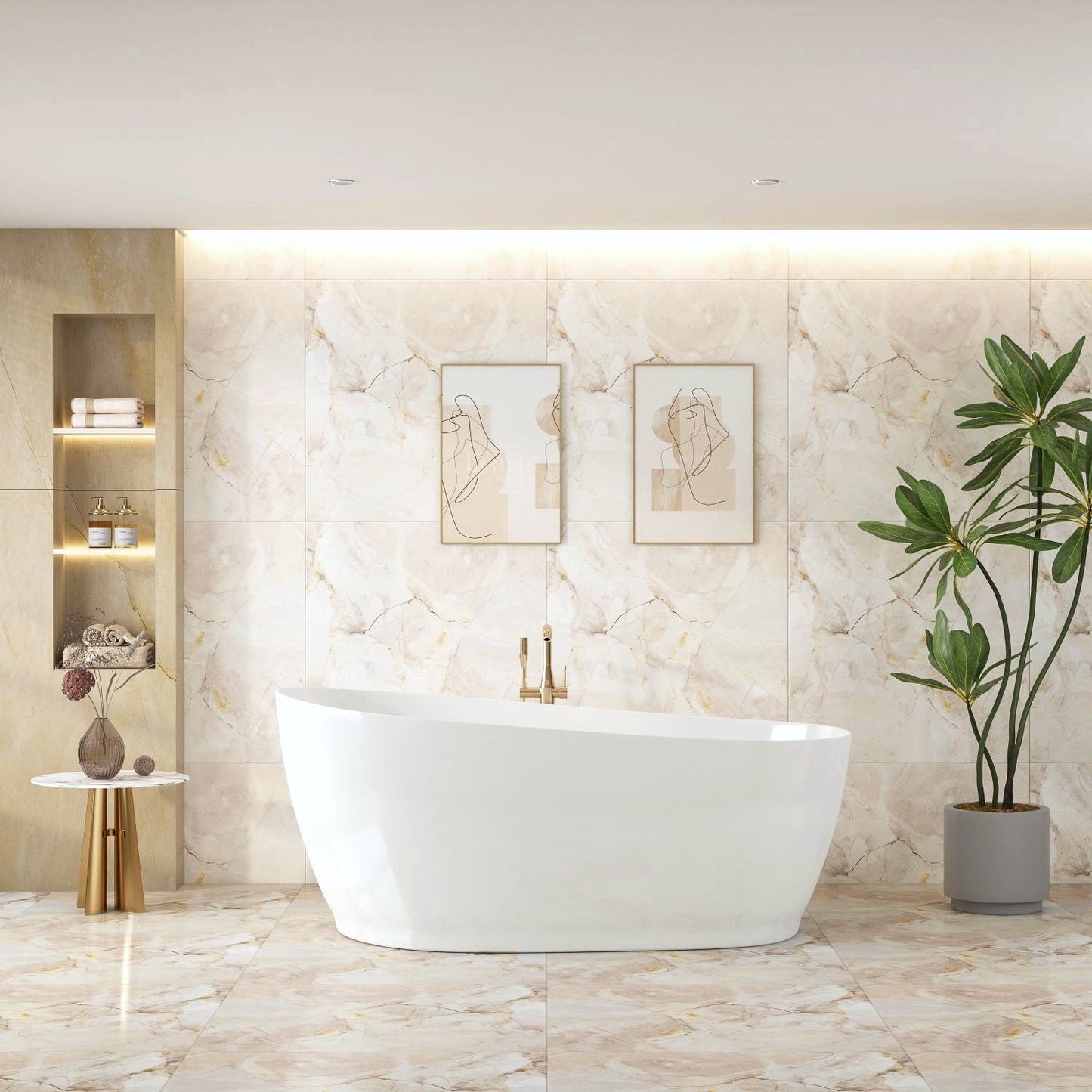 Cannes Freestanding Bathtub - Matt White 1500mm x 590mm