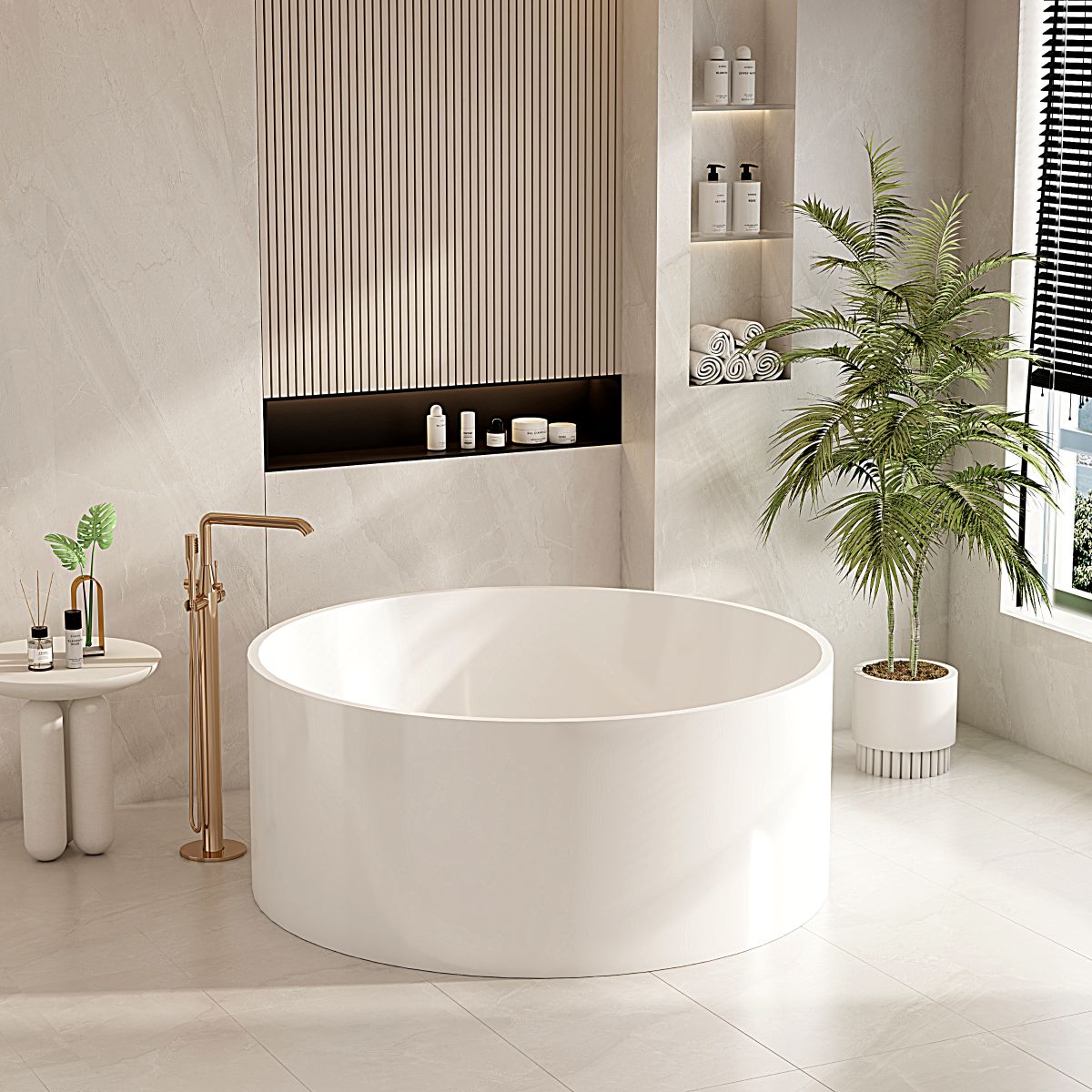 Cole Freestanding Acrylic Bathtub - Gloss White 1400mm x 580mm