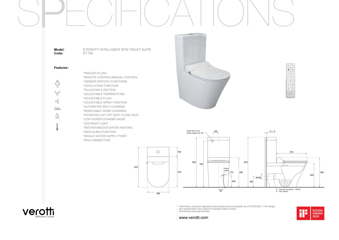 ETERNITY INTELLIGENT BTW TOILET SUITE