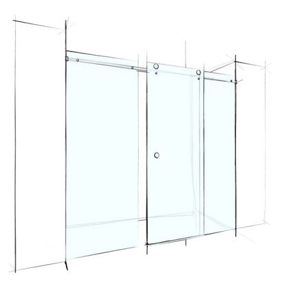 Custom Frameless Sliding Wall-To-Wall (3 Panels)