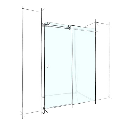Custom Frameless Sliding Wall-To-Wall (2 Panels)