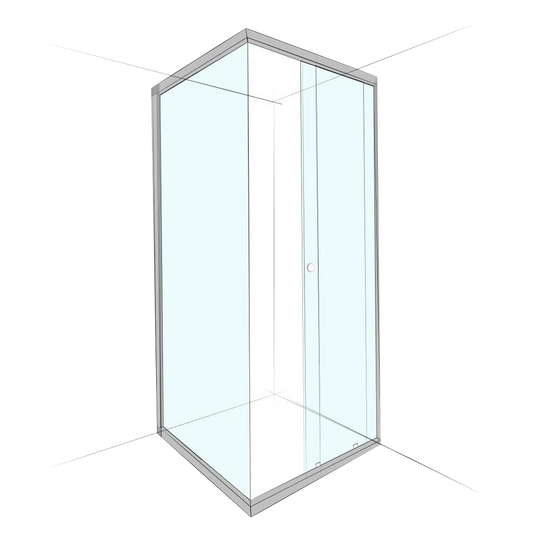 Custom Semi-Frameless Corner Set-In (1 Door Sliding)
