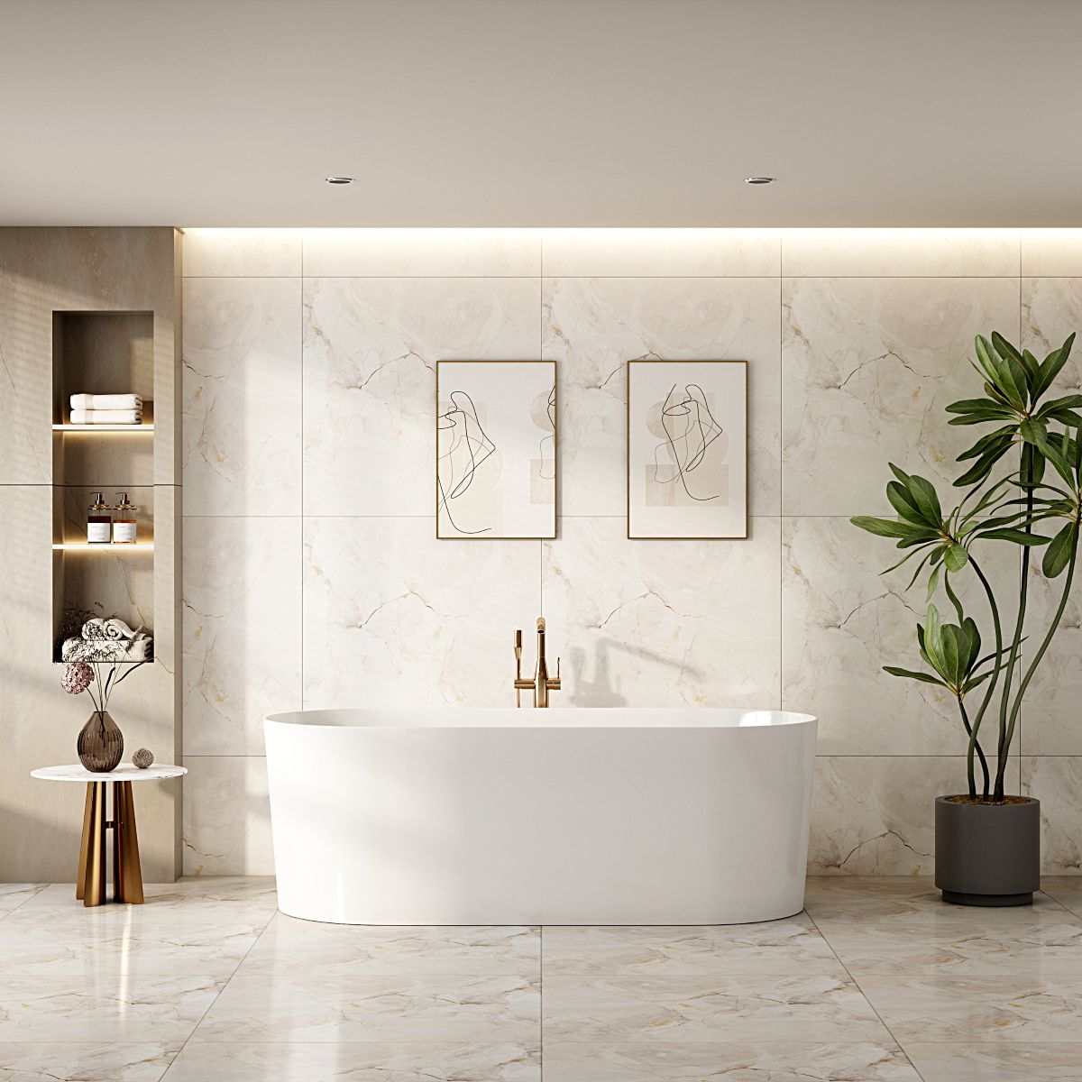 ISEO Freestanding Bathtub - Gloss White 1300mm, 1400mm, 1500mm, 1600mm, 1700mm