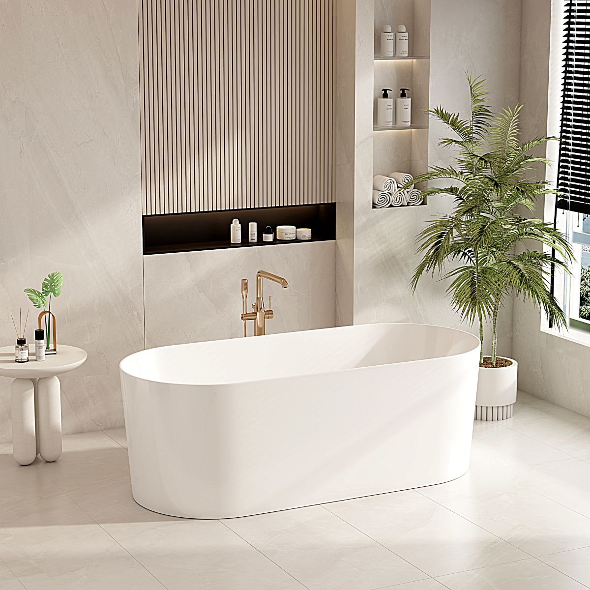 ISEO Freestanding Bathtub - Gloss White 1300mm, 1400mm, 1500mm, 1600mm, 1700mm