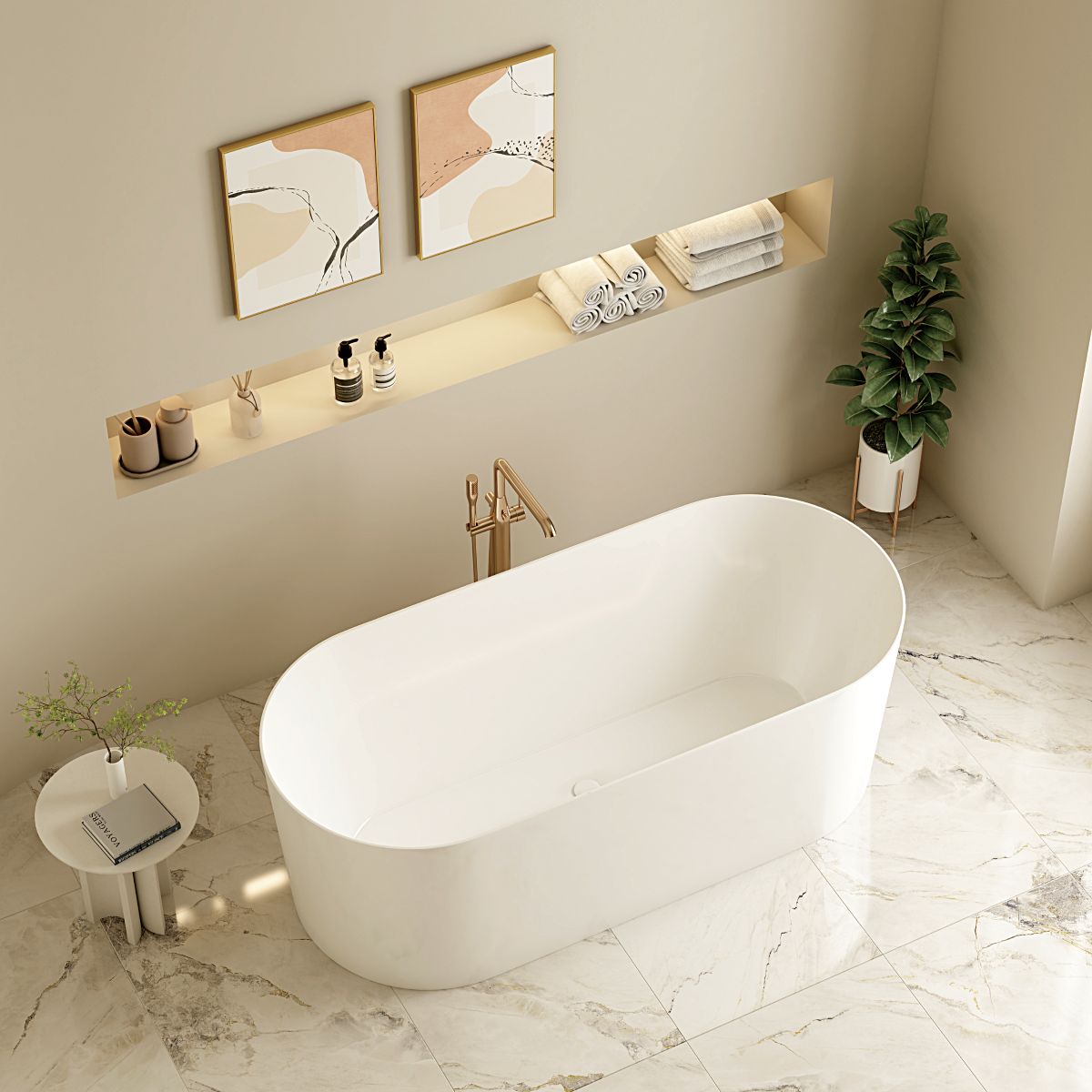 ISEO Freestanding Bathtub - Gloss White 1300mm, 1400mm, 1500mm, 1600mm, 1700mm