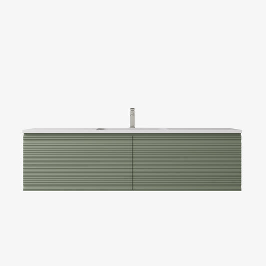 Sedona Olive Green Fluted Wall Hung PVC Cabinet LK-MS1521W-OG