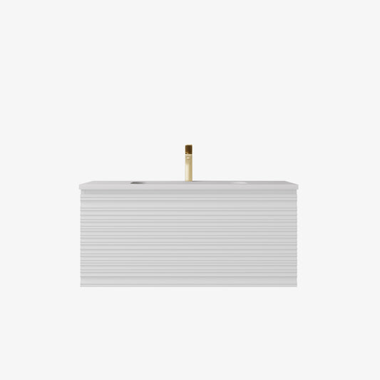 Sedona Matte White Fluted Wall Hung PVC Cabinet LK-MS750W-MW