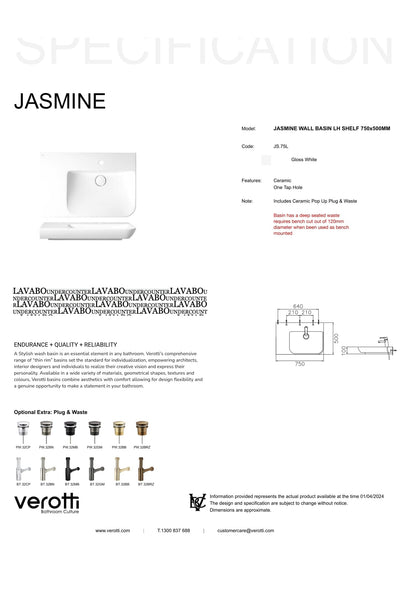 JASMINE SHELF (W750, D500, H100)