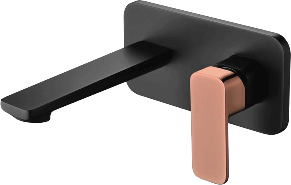 Seto Wall Mixer Basin Matte Black / Rose Gold Handle