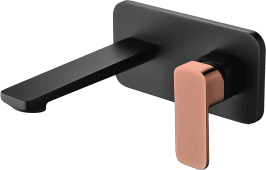 Seto Wall Mixer Basin Matte Black / Rose Gold Handle