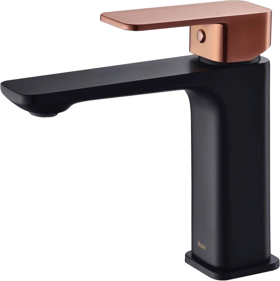 Seto Basin Mixer High Rise Matte Black / Rose Gold Handle