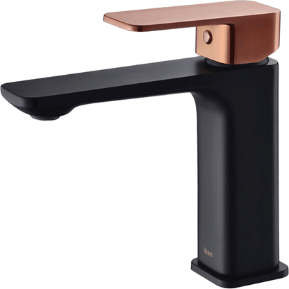 Seto Basin Mixer High Rise Matte Black / Rose Gold Handle